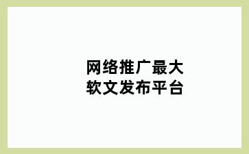 网络推广最大软文发布平台