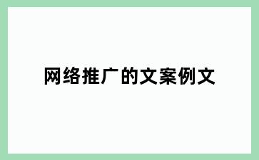网络推广的文案例文