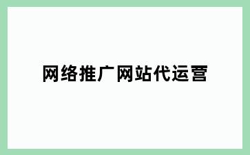网络推广网站代运营
