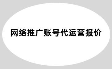 网络推广账号代运营报价