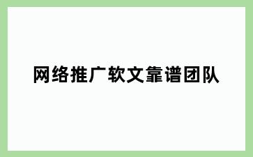 网络推广软文靠谱团队