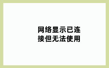 网络显示已连接但无法使用