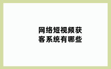 网络短视频获客系统有哪些