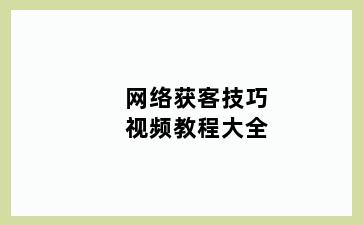 网络获客技巧视频教程大全