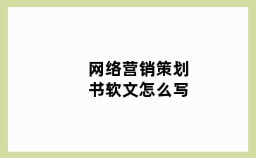 网络营销策划书软文怎么写