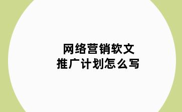 网络营销软文推广计划怎么写
