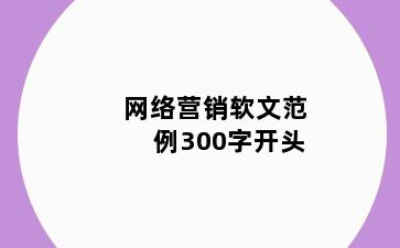 网络营销软文范例300字开头