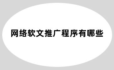 网络软文推广程序有哪些