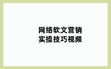 网络软文营销实操技巧视频