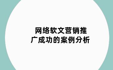 网络软文营销推广成功的案例分析