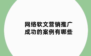网络软文营销推广成功的案例有哪些