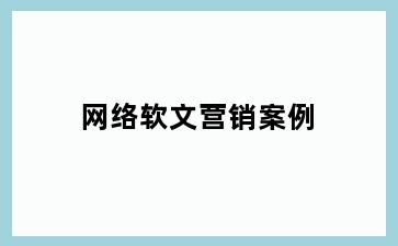 网络软文营销案例