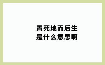 置死地而后生是什么意思啊
