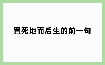 置死地而后生的前一句