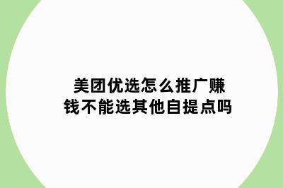 美团优选怎么推广赚钱不能选其他自提点吗