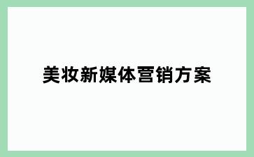 美妆新媒体营销方案