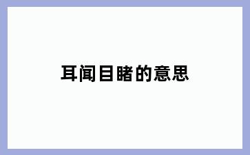 耳闻目睹的意思