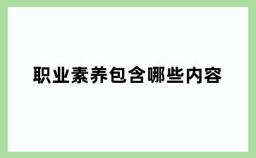 职业素养包含哪些内容