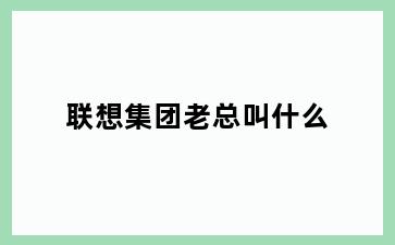联想集团老总叫什么