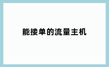 能接单的流量主机