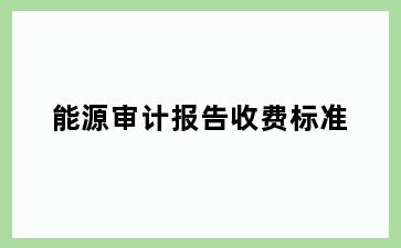 能源审计报告收费标准