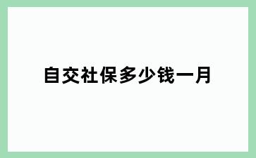 自交社保多少钱一月