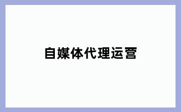 自媒体代理运营