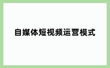 自媒体短视频运营模式
