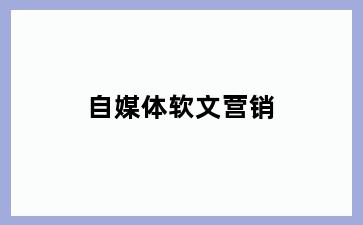 自媒体软文营销