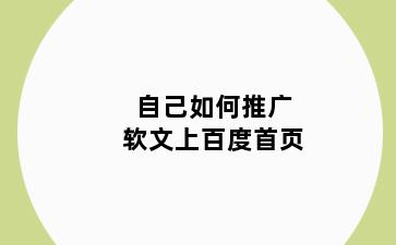 自己如何推广软文上百度首页