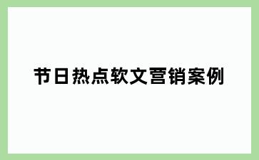 节日热点软文营销案例