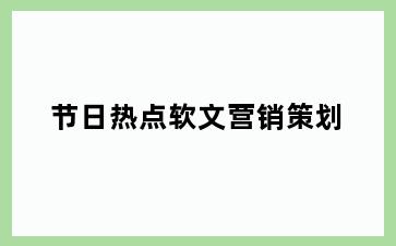 节日热点软文营销策划