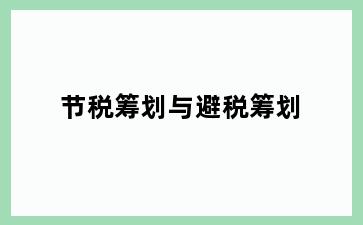 节税筹划与避税筹划