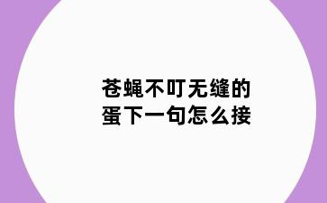 苍蝇不叮无缝的蛋下一句怎么接