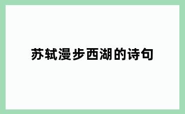 苏轼漫步西湖的诗句