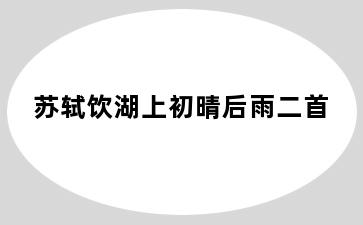 苏轼饮湖上初晴后雨二首