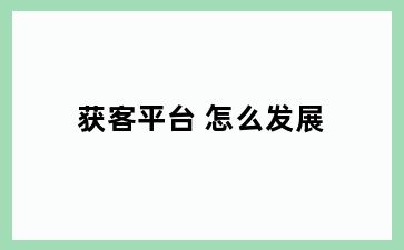 获客平台 怎么发展
