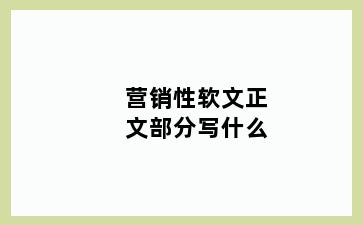 营销性软文正文部分写什么