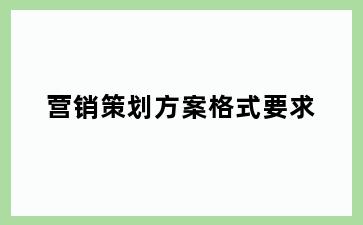 营销策划方案格式要求