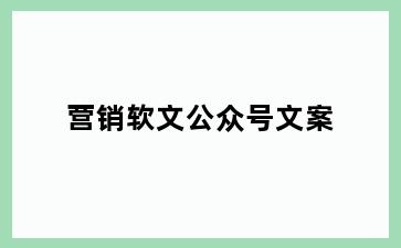 营销软文公众号文案