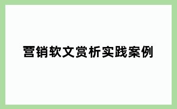 营销软文赏析实践案例