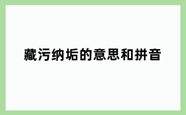 藏污纳垢的意思和拼音