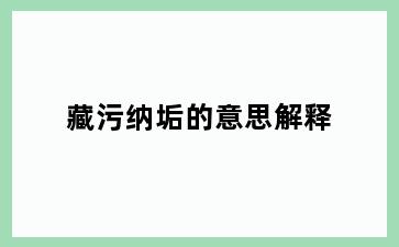 藏污纳垢的意思解释
