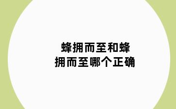 蜂拥而至和蜂拥而至哪个正确