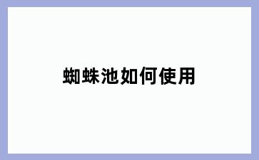 蜘蛛池如何使用