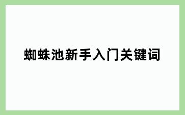 蜘蛛池新手入门关键词