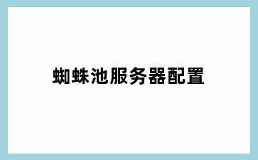 蜘蛛池服务器配置