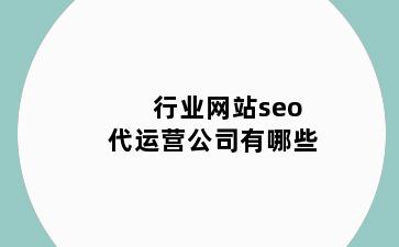 行业网站seo代运营公司有哪些