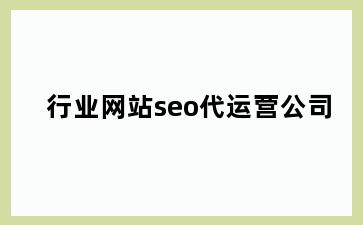 行业网站seo代运营公司