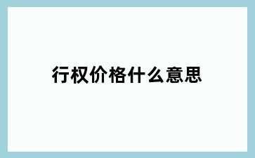 行权价格什么意思